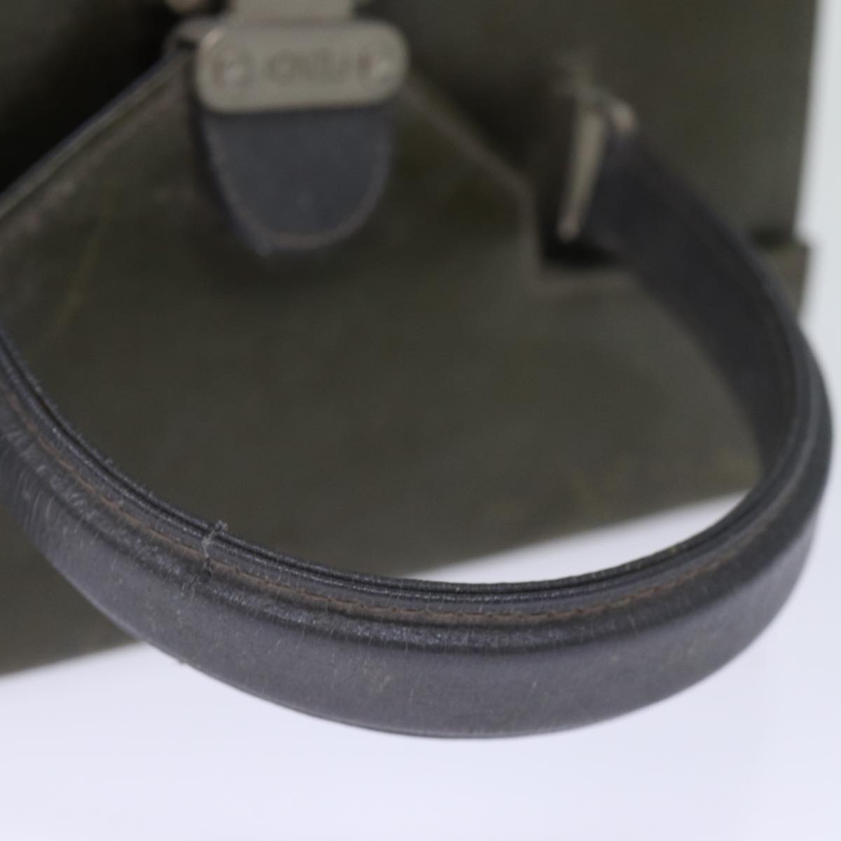FENDI Vanity Hand Bag Leather Khaki 73352