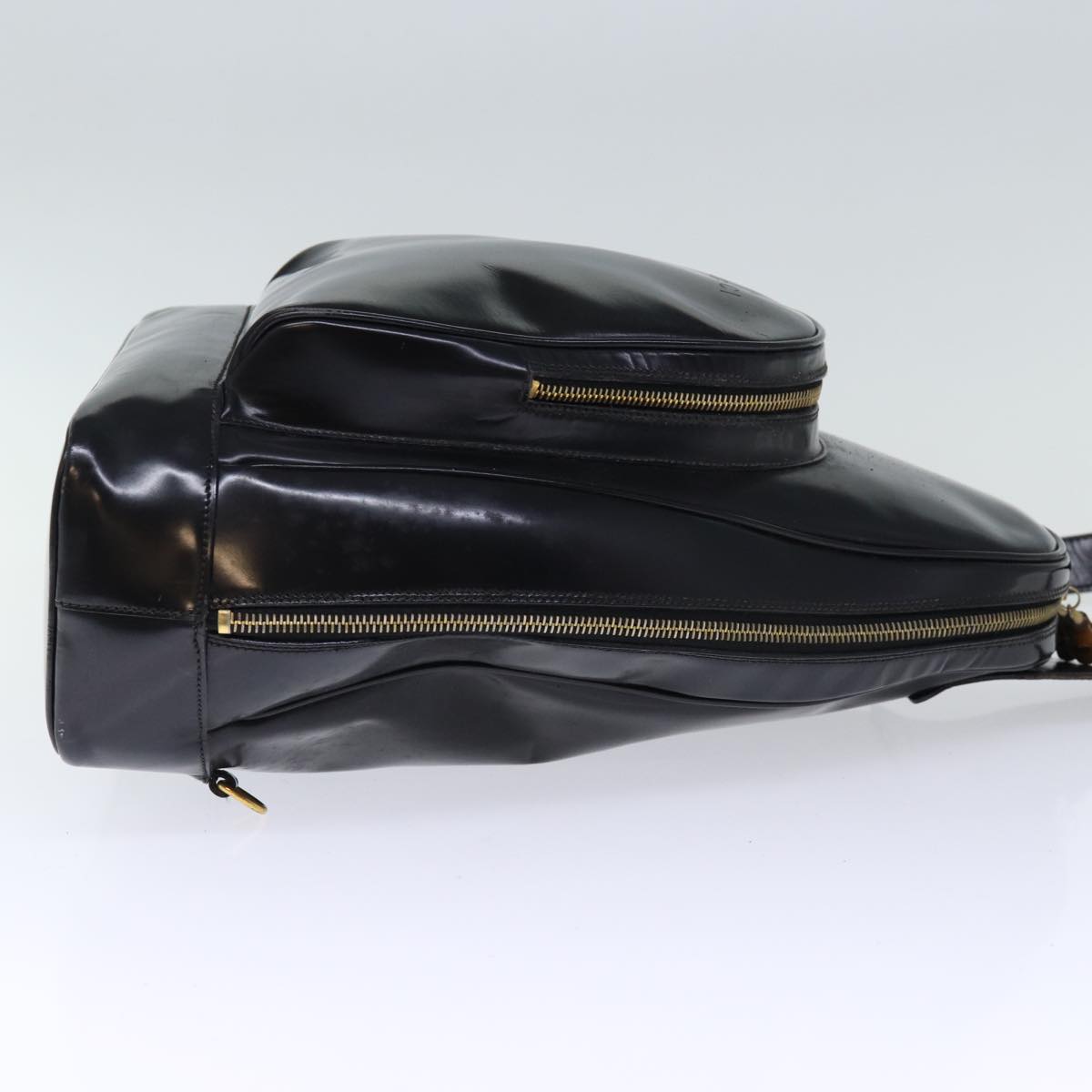 GUCCI Bamboo Body Bag Patent leather Black 73357