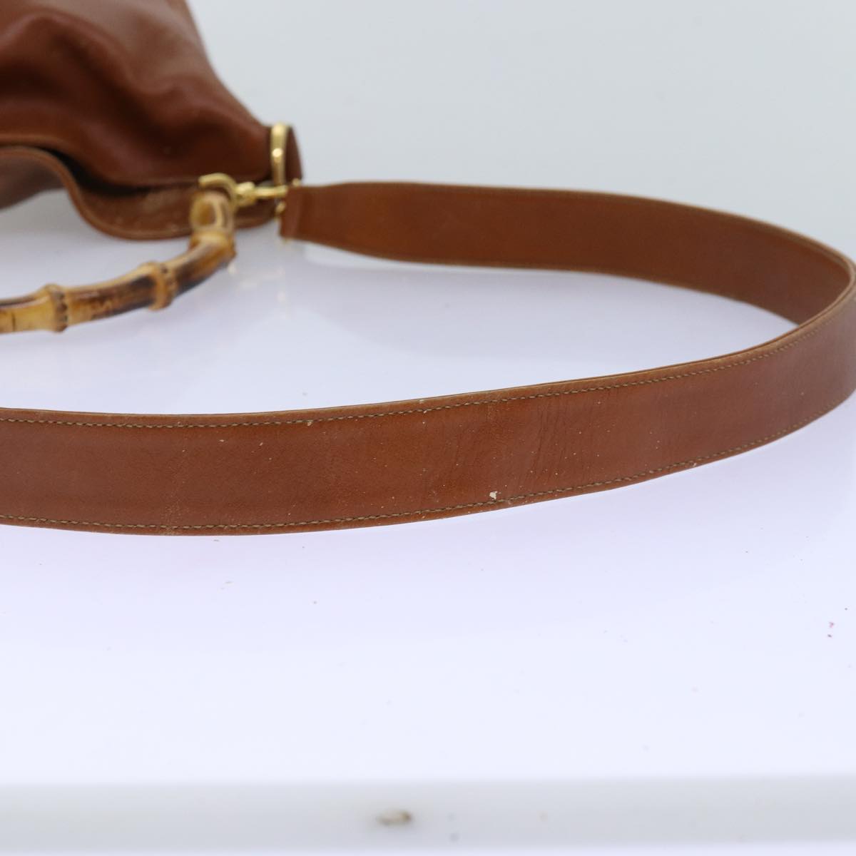 GUCCI Bamboo Shoulder Bag Leather 2way Brown 001 0166 1638 73358