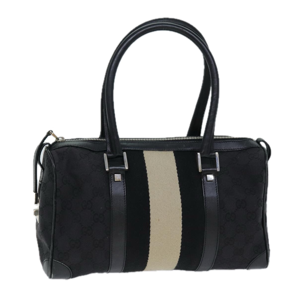 GUCCI GG Canvas Sherry Line Hand Bag White Black 000 0851 73370