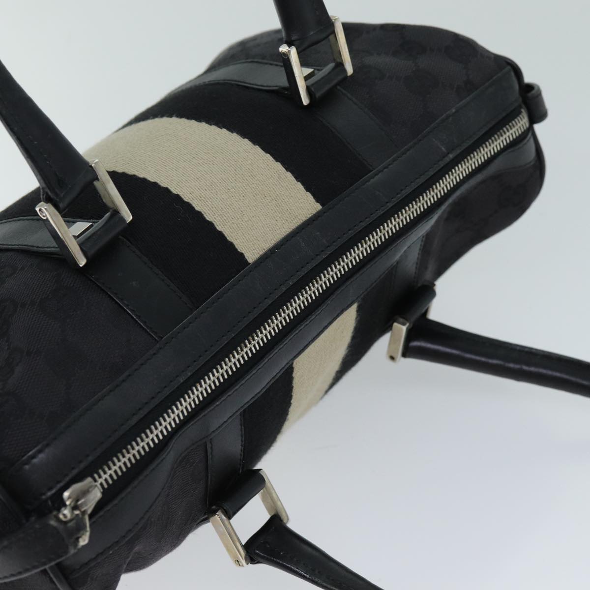GUCCI GG Canvas Sherry Line Hand Bag White Black 000 0851 73370