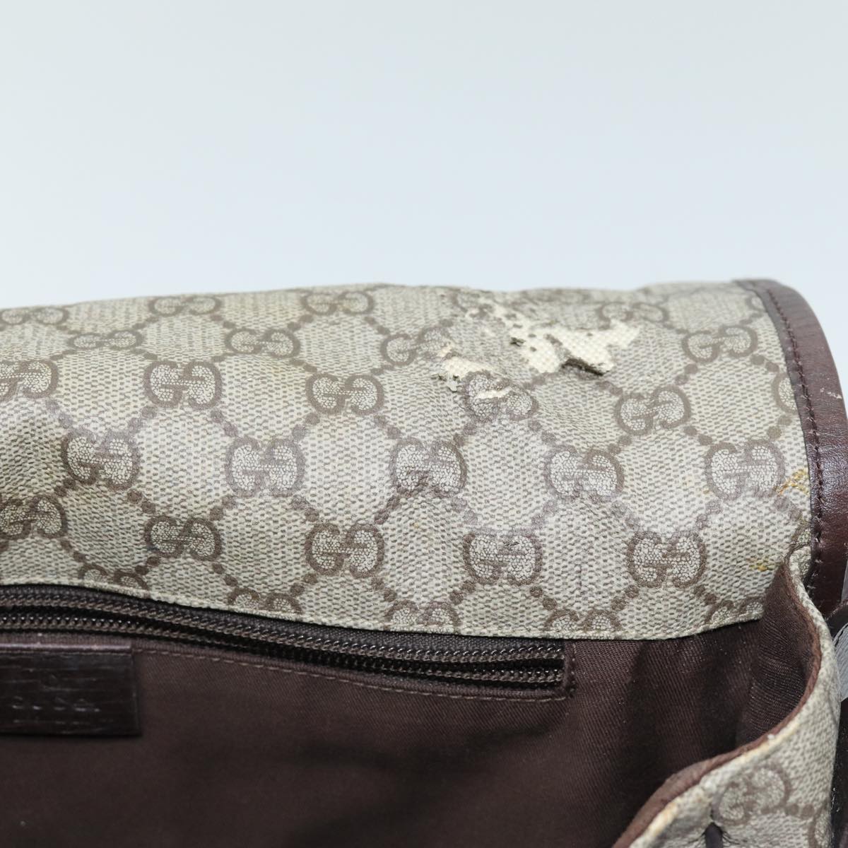 GUCCI GG Supreme Web Sherry Line Shoulder Bag PVC Beige Red 145844 73376