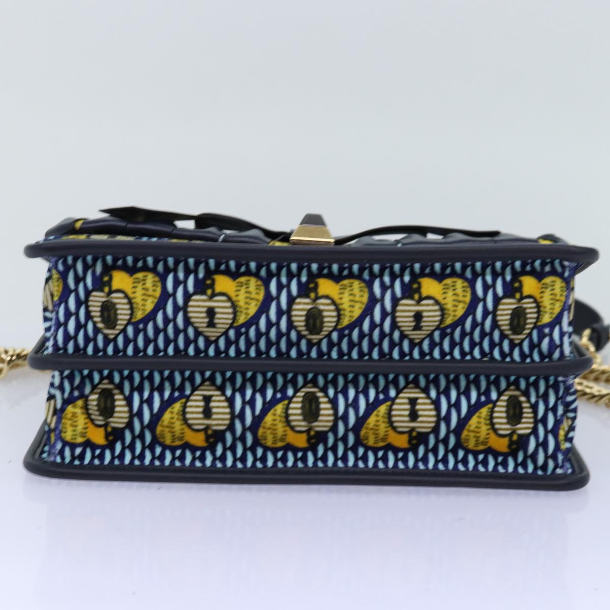 FENDI Canai Chain Shoulder Bag Suede 2way Blue 73399A