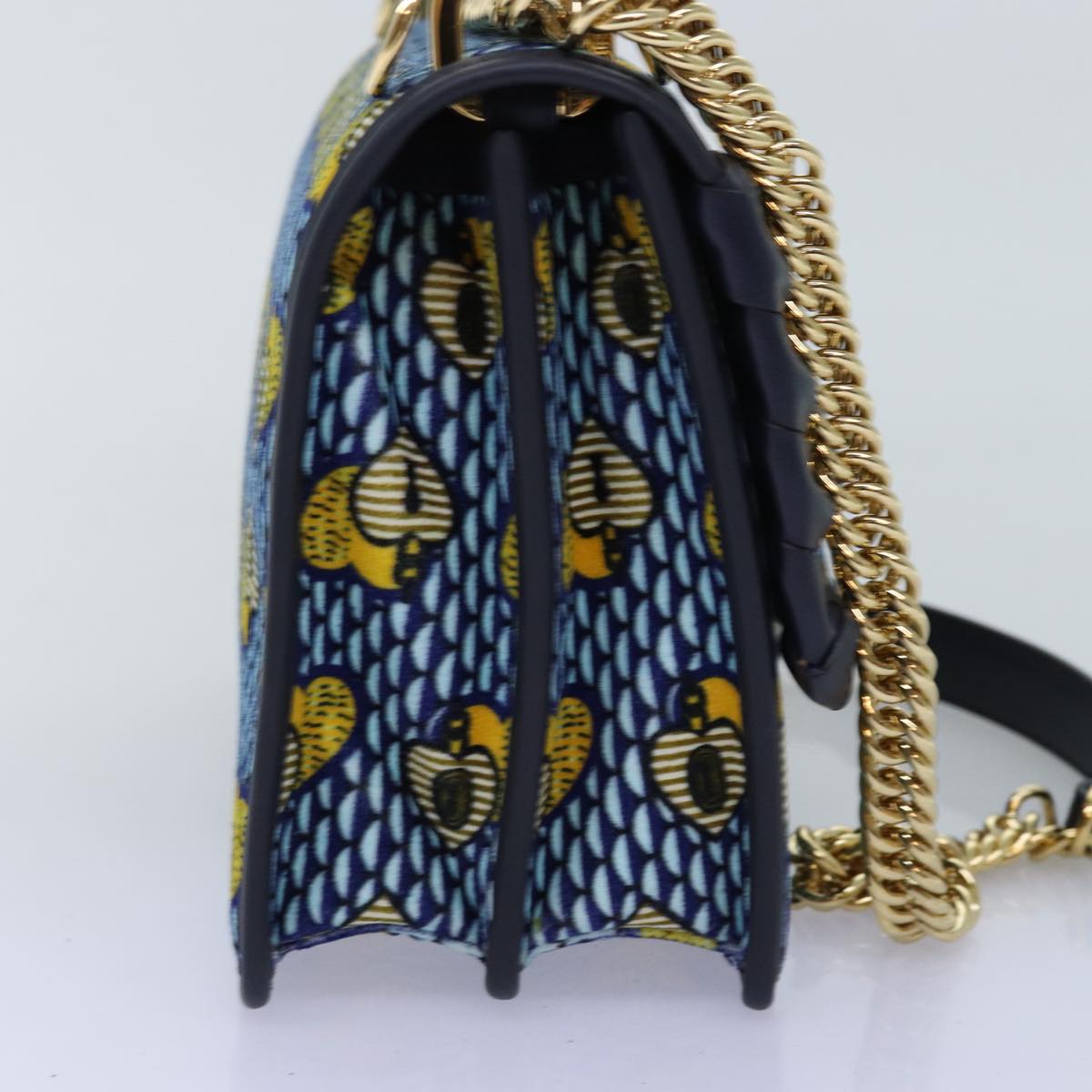 FENDI Canai Chain Shoulder Bag Suede 2way Blue 73399A