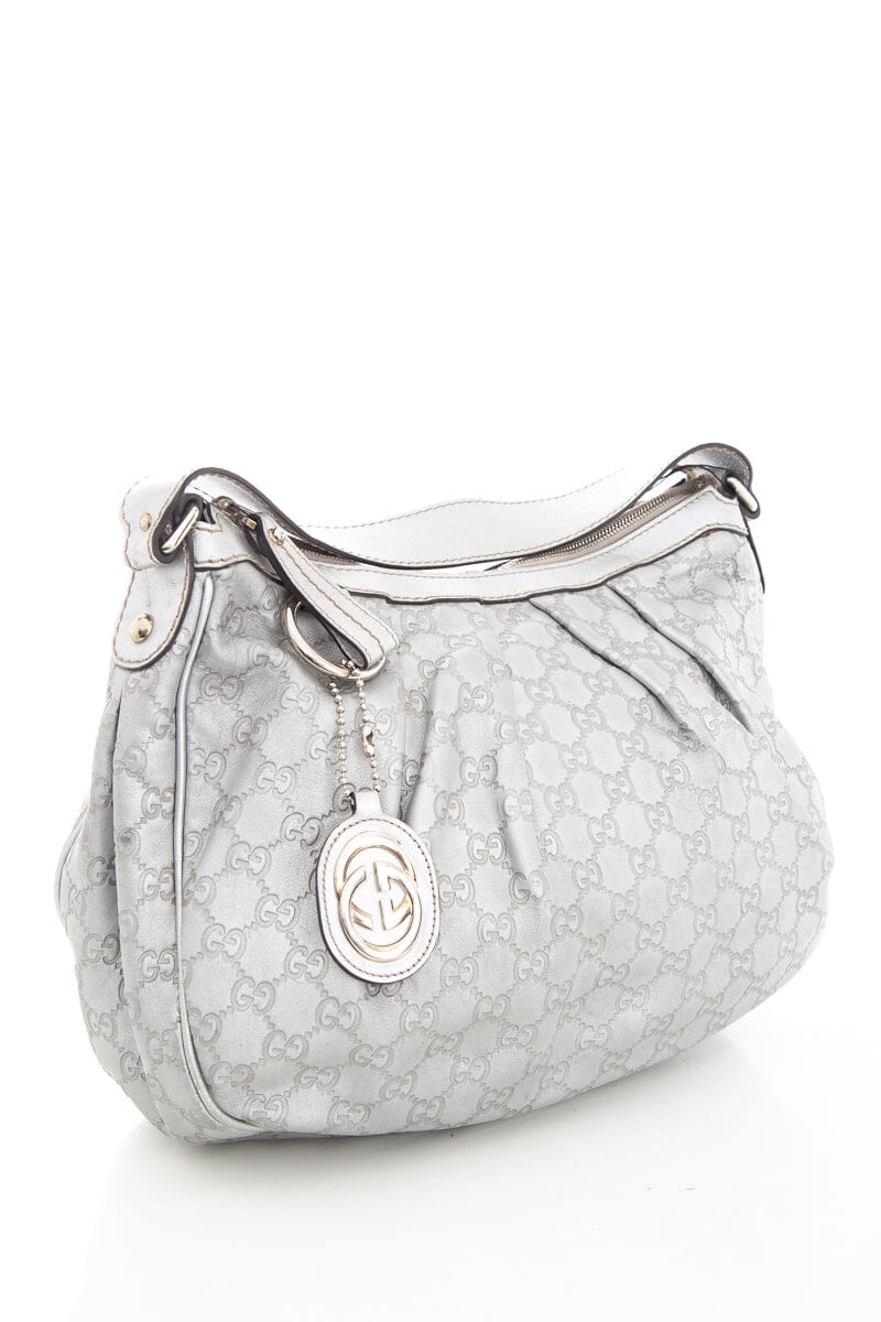 Gucci Silver Guccissima Hobo Handbag