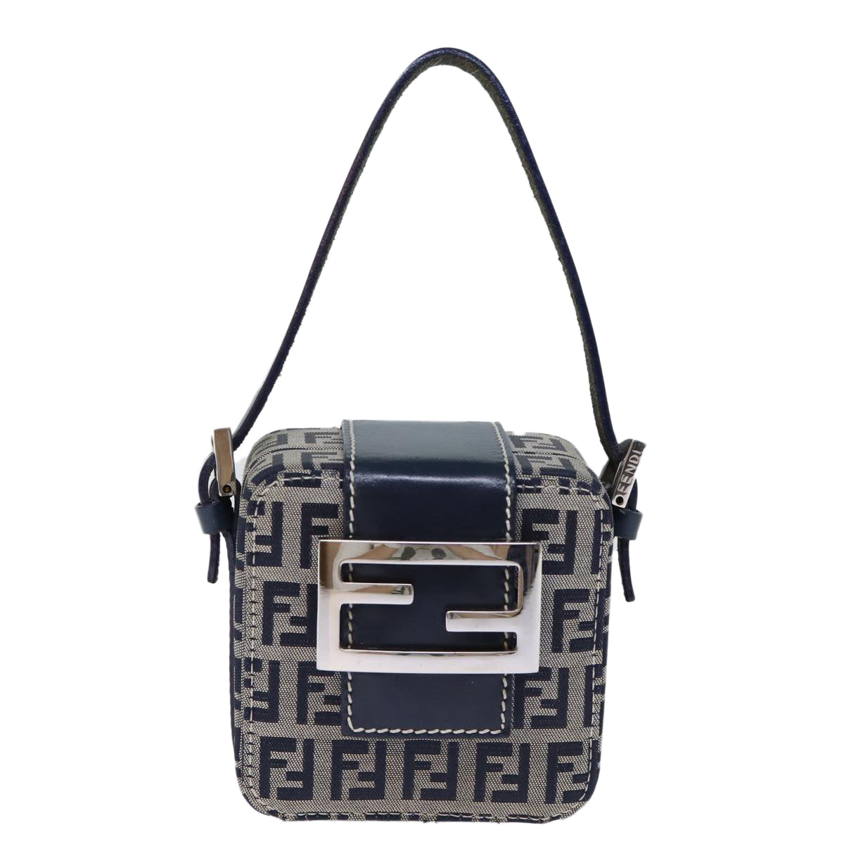 FENDI Zucchino Canvas Hand Pouch Navy 73529