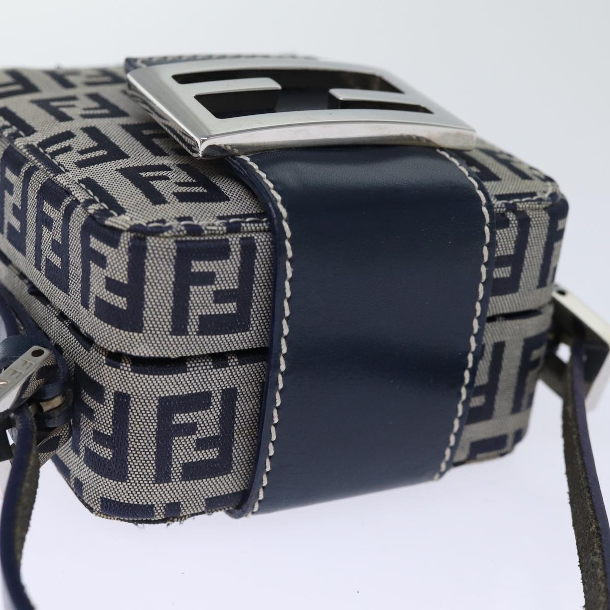 FENDI Zucchino Canvas Hand Pouch Navy 73529