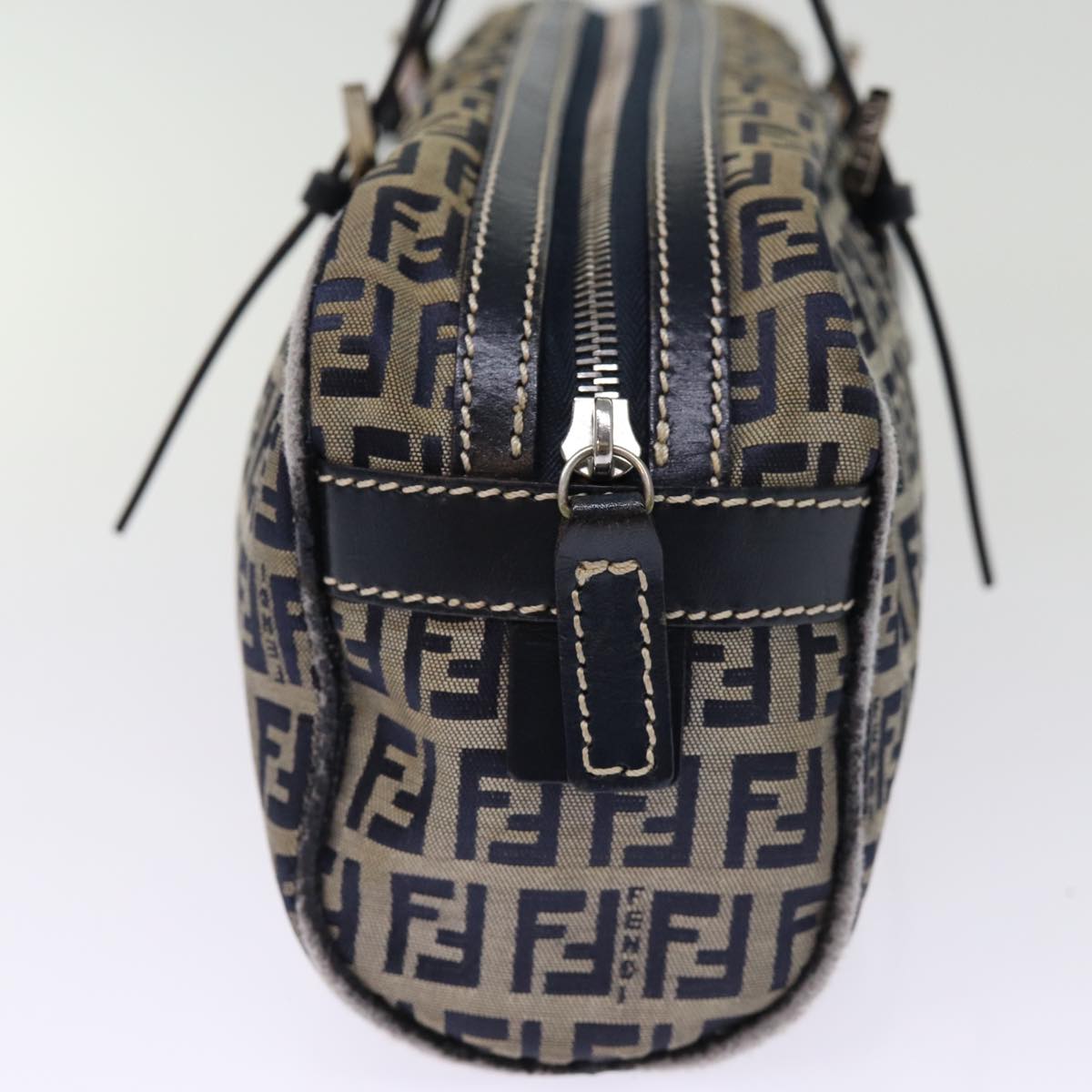 FENDI Zucchino Canvas Hand Bag Navy 73581