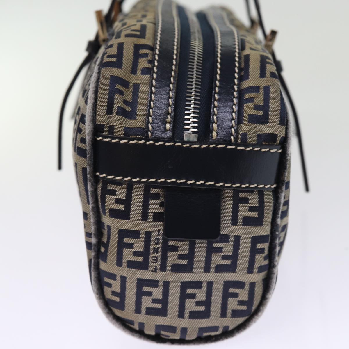 FENDI Zucchino Canvas Hand Bag Navy 73581