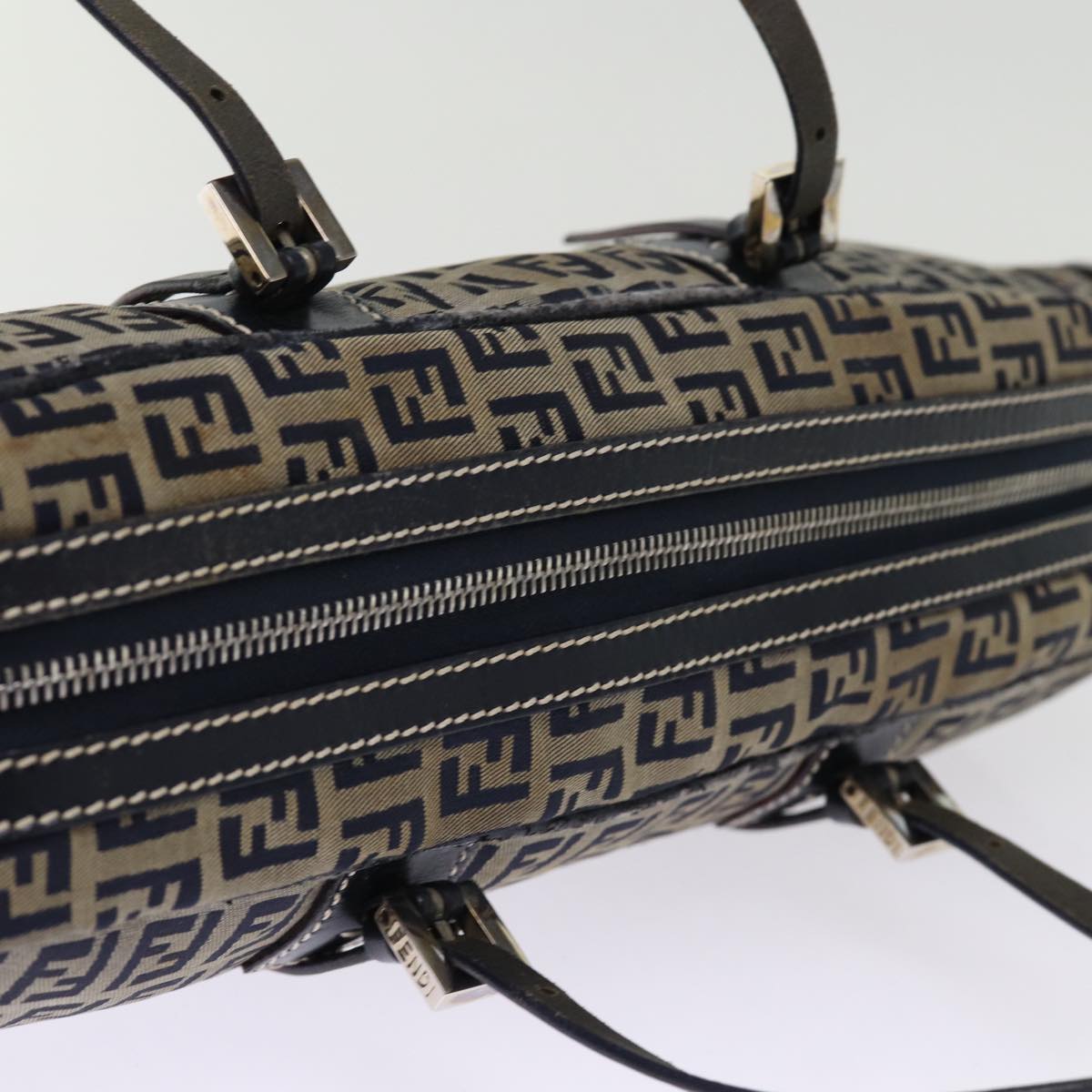 FENDI Zucchino Canvas Hand Bag Navy 73581