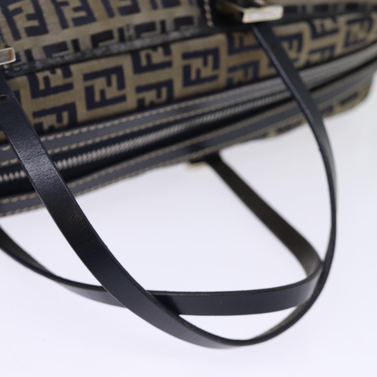FENDI Zucchino Canvas Hand Bag Navy 73581