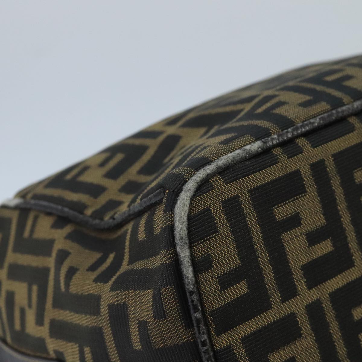 FENDI Zucca Canvas Hand Bag Brown Black Gold 73582