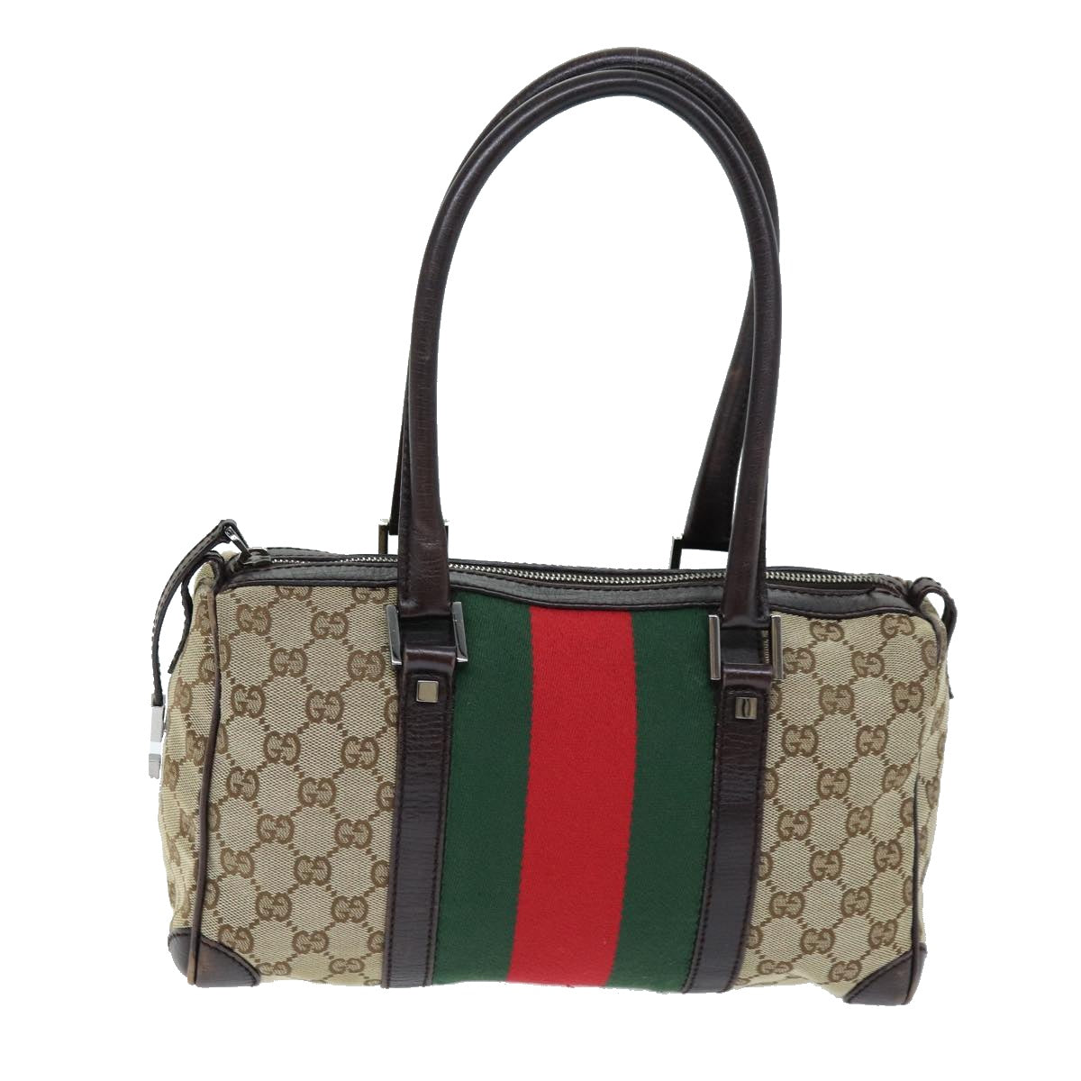 GUCCI GG Canvas Web Sherry Line Hand Bag Beige Red Green 30458 73608