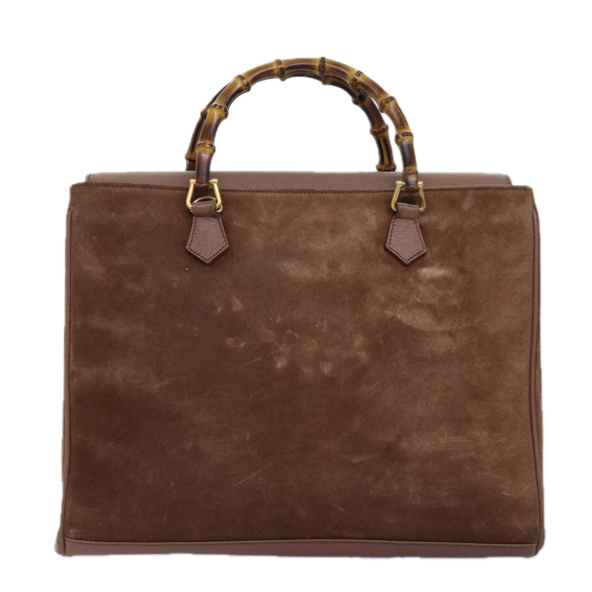 GUCCI Bamboo Hand Bag Suede 2way Brown 002 123 0322 73613