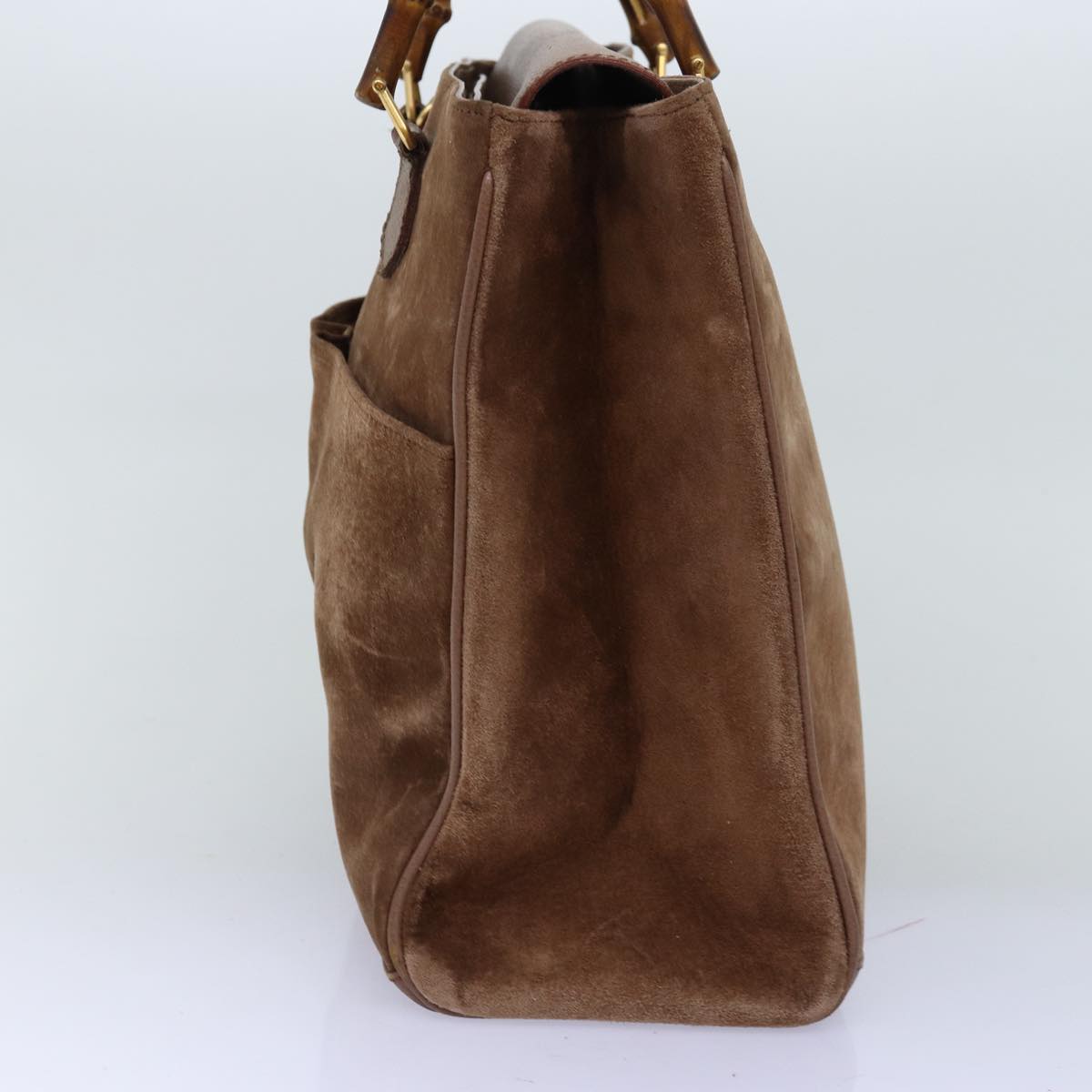 GUCCI Bamboo Hand Bag Suede 2way Brown 002 123 0322 73613