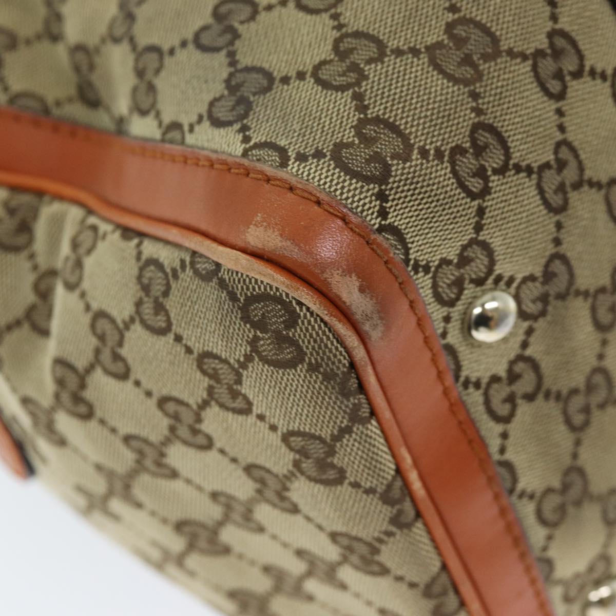 GUCCI GG Canvas Sherry Line Hand Bag 2way Beige Blue Brown 247205 73743