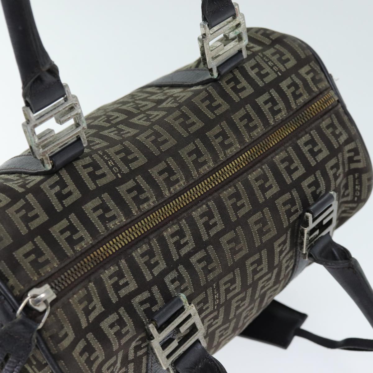 FENDI Zucchino Canvas Hand Bag Brown 73861