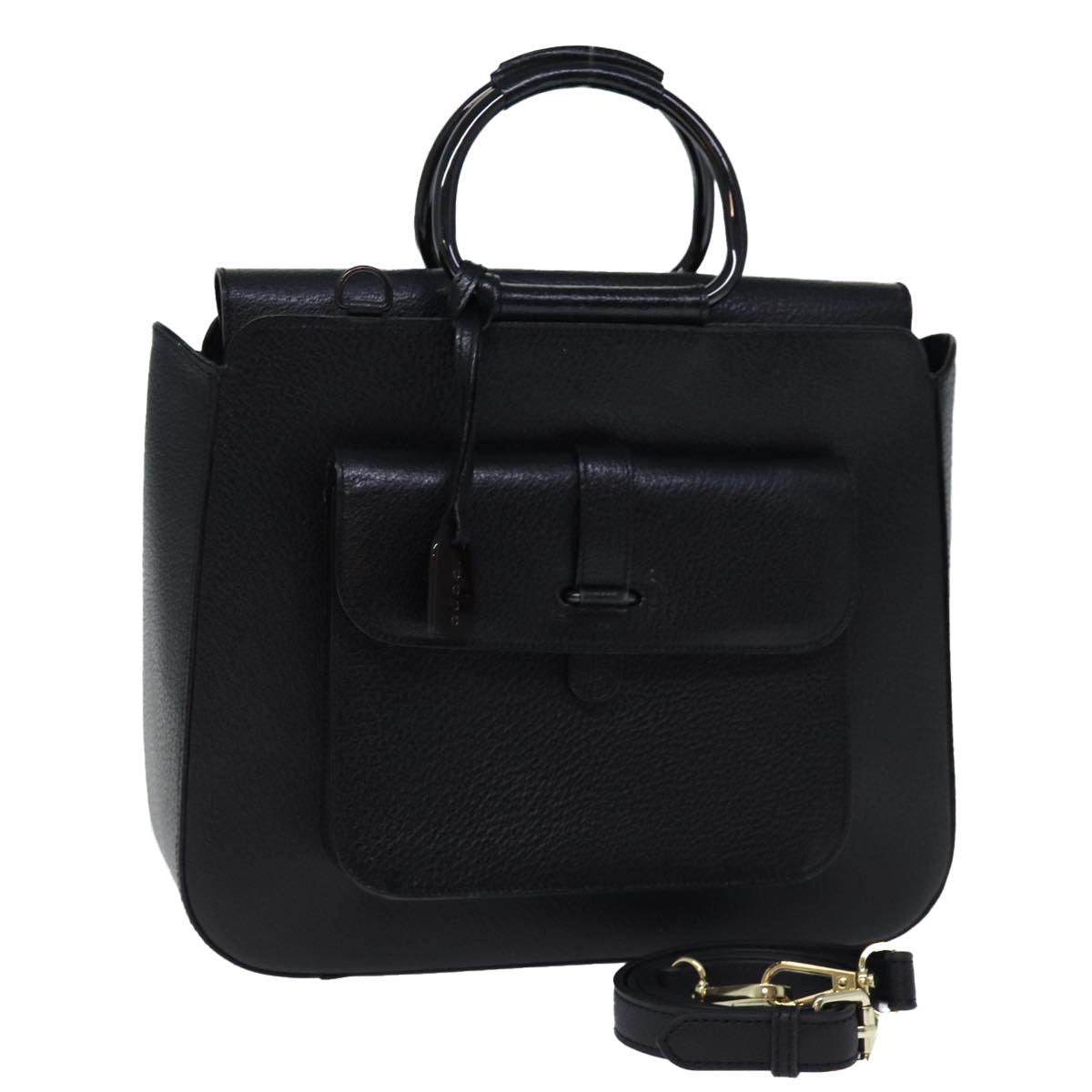 GUCCI Hand Bag Leather 2way Black 000 2058 0307 6 73864