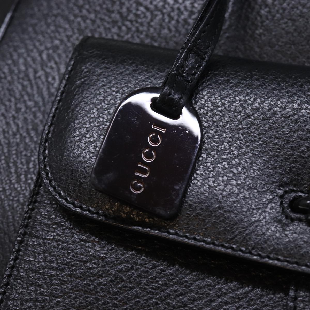 GUCCI Hand Bag Leather 2way Black 000 2058 0307 6 73864
