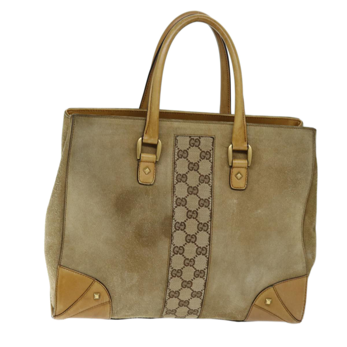 GUCCI Hand Bag Suede Beige 120897 73865