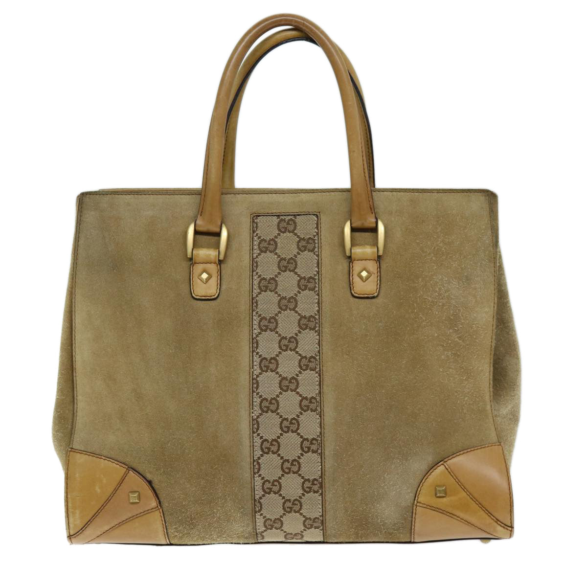 GUCCI Hand Bag Suede Beige 120897 73865