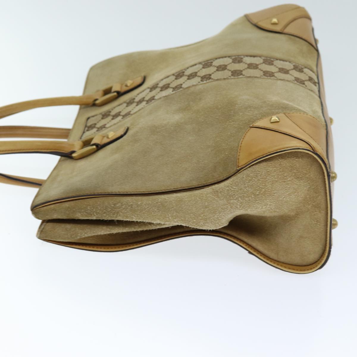 GUCCI Hand Bag Suede Beige 120897 73865