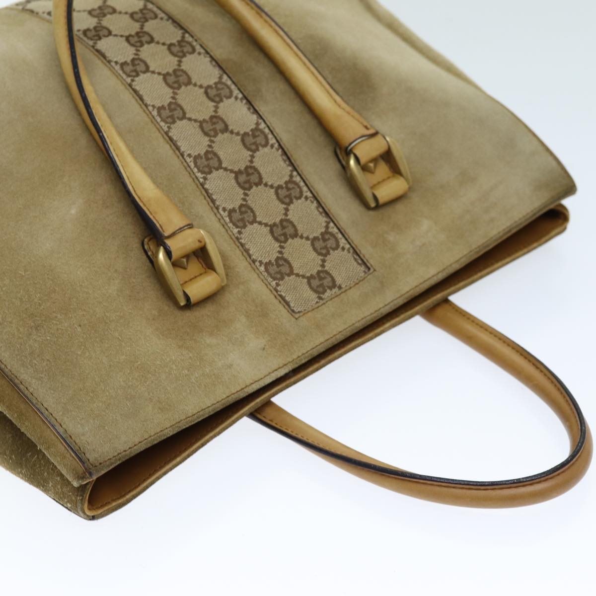 GUCCI Hand Bag Suede Beige 120897 73865