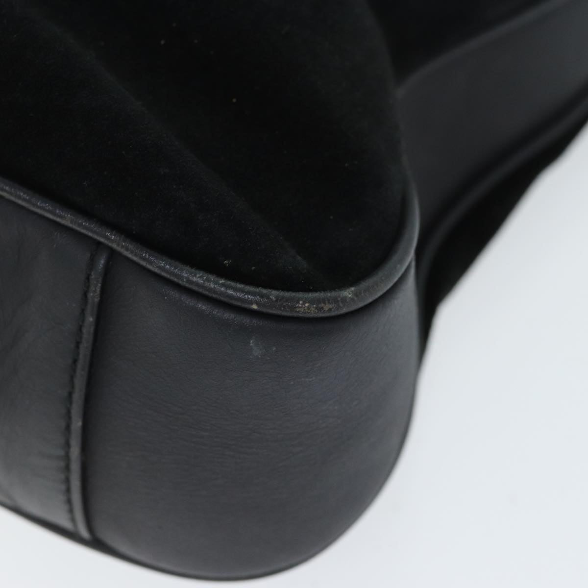 GUCCI Bamboo Shoulder Bag Suede Black 001 1014 1638 73912