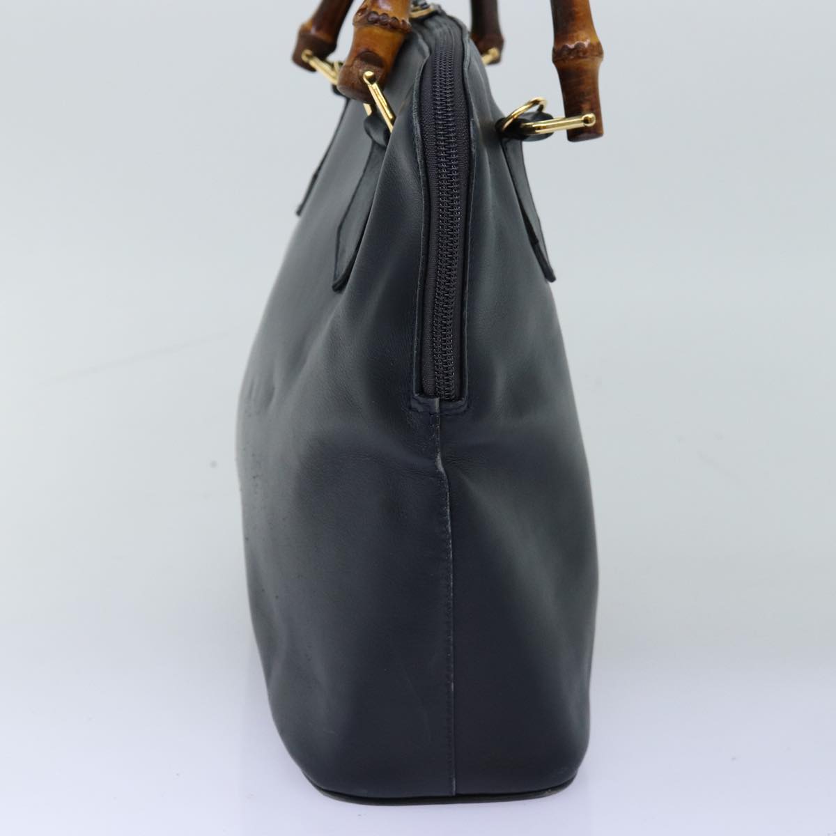 GUCCI Bamboo Hand Bag Leather 2way Navy 000 406 0289 73988