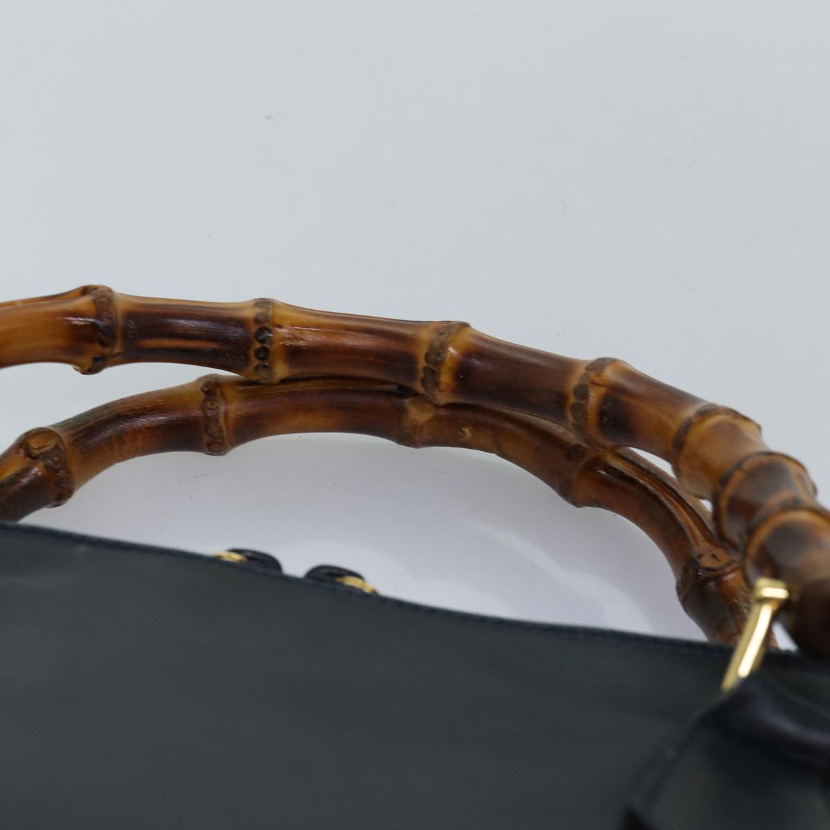 GUCCI Bamboo Hand Bag Leather 2way Navy 000 406 0289 73988