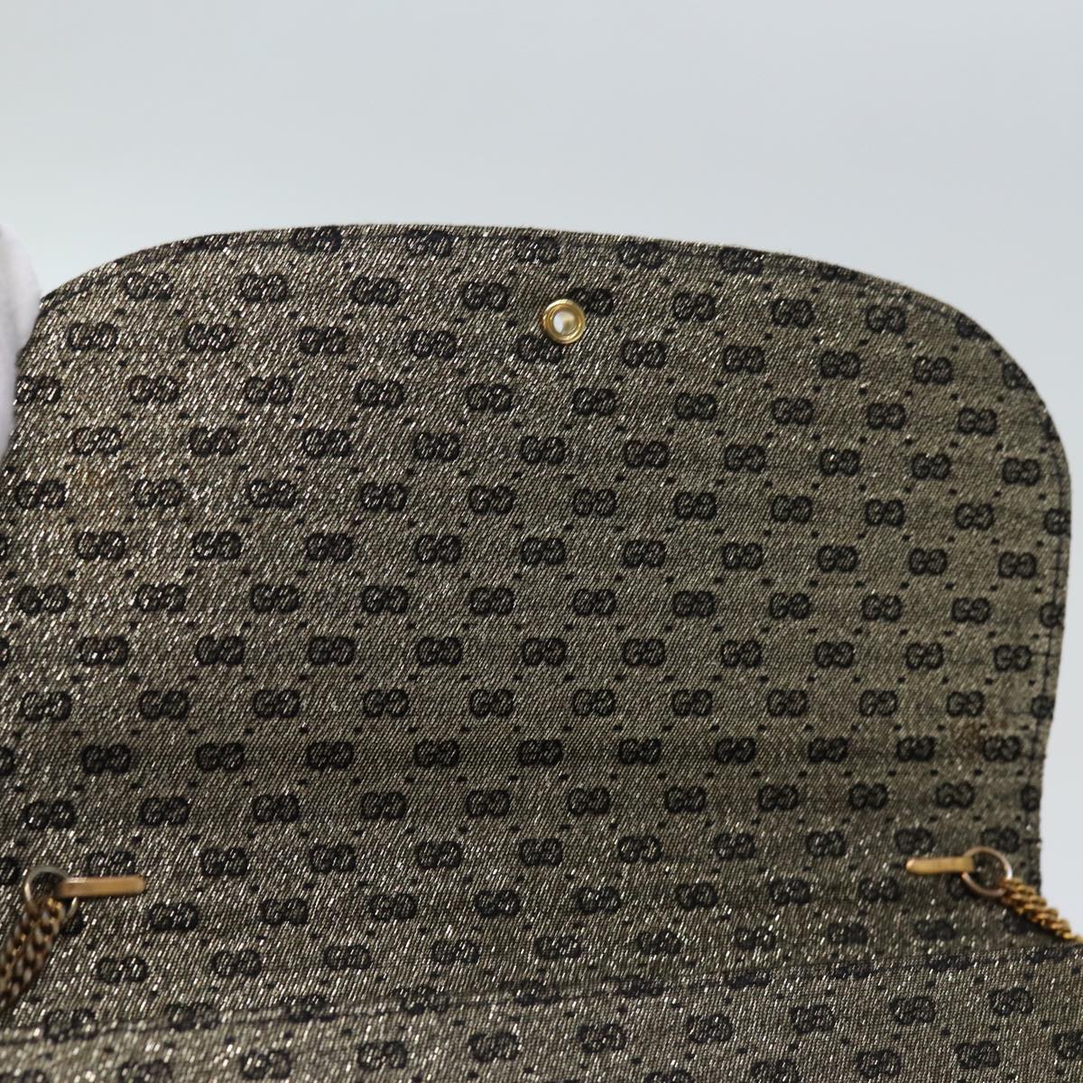 GUCCI Micro GG Canvas Chain Shoulder Bag Gold 73994