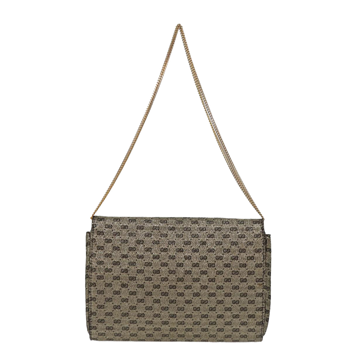 GUCCI Micro GG Canvas Chain Shoulder Bag Gold 73994