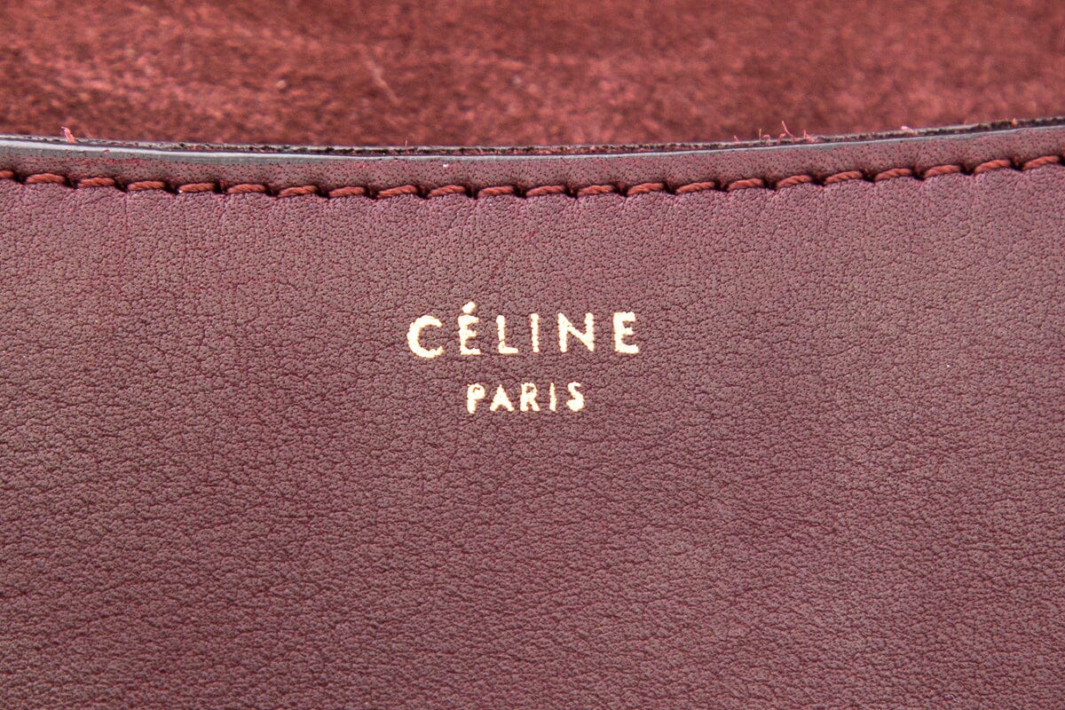 Celine Maroon & Grey Flap Envelope Handbag
