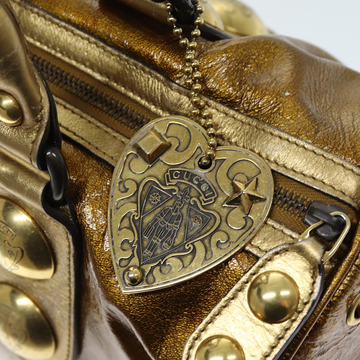 GUCCI Hand Bag Enamel Bronze 207297 74097