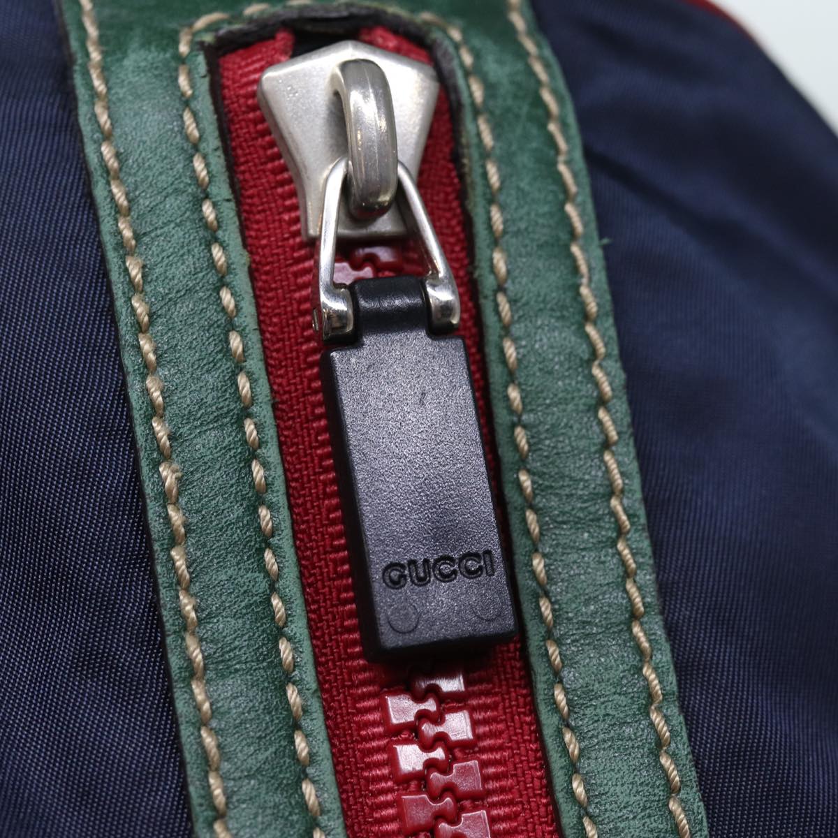 GUCCI Boston Bag Nylon Navy Red Green 189655 74103