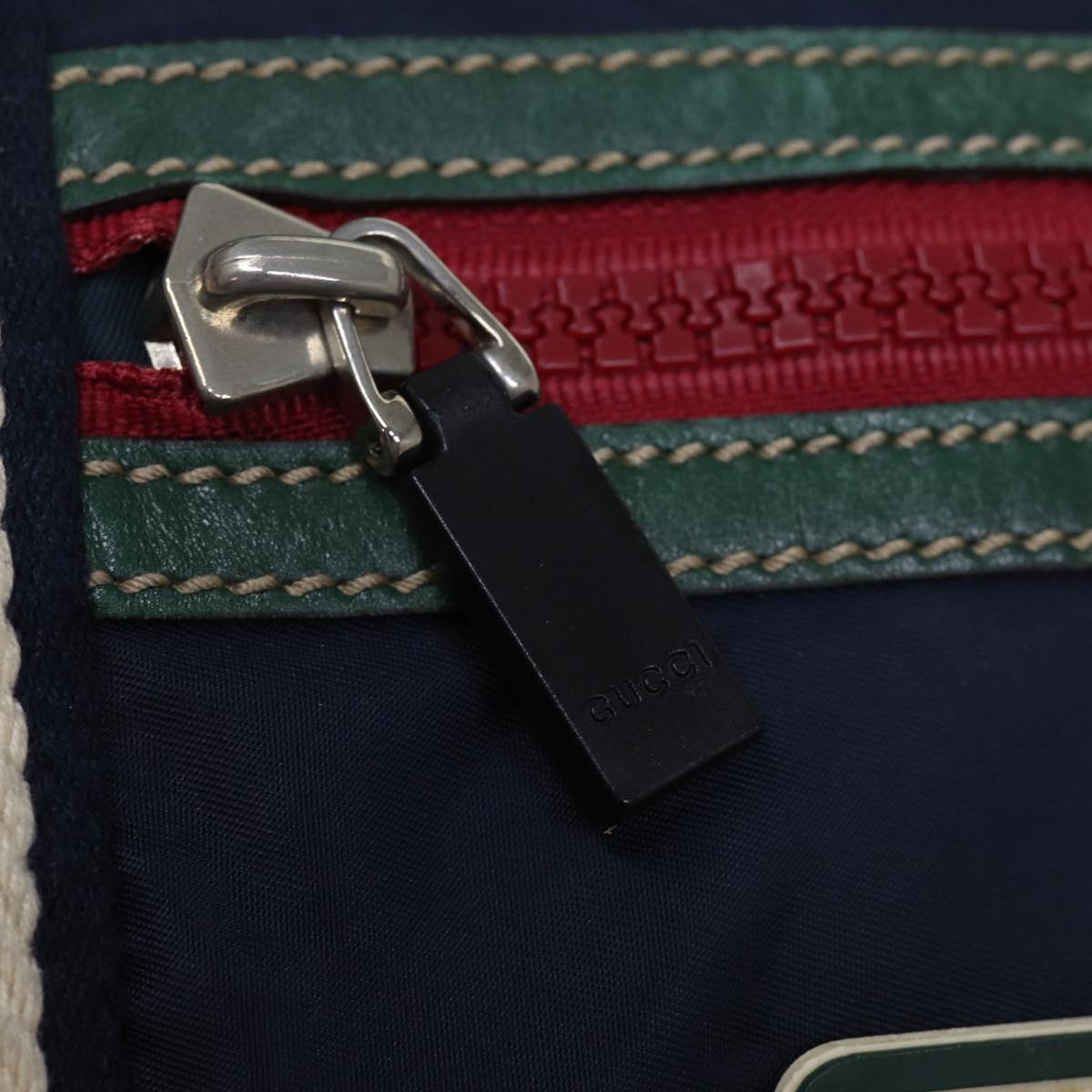 GUCCI Boston Bag Nylon Navy Red Green 189655 74103