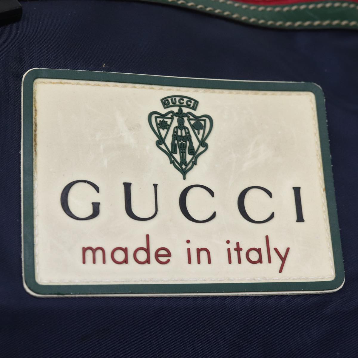 GUCCI Boston Bag Nylon Navy Red Green 189655 74103