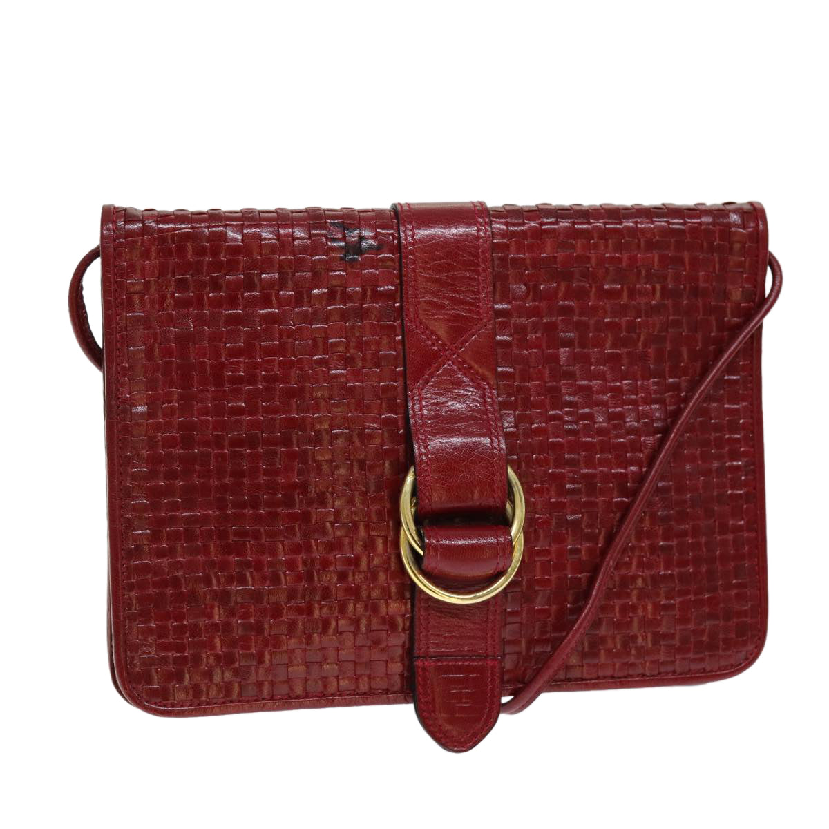 FENDI Shoulder Bag Leather Red 74127