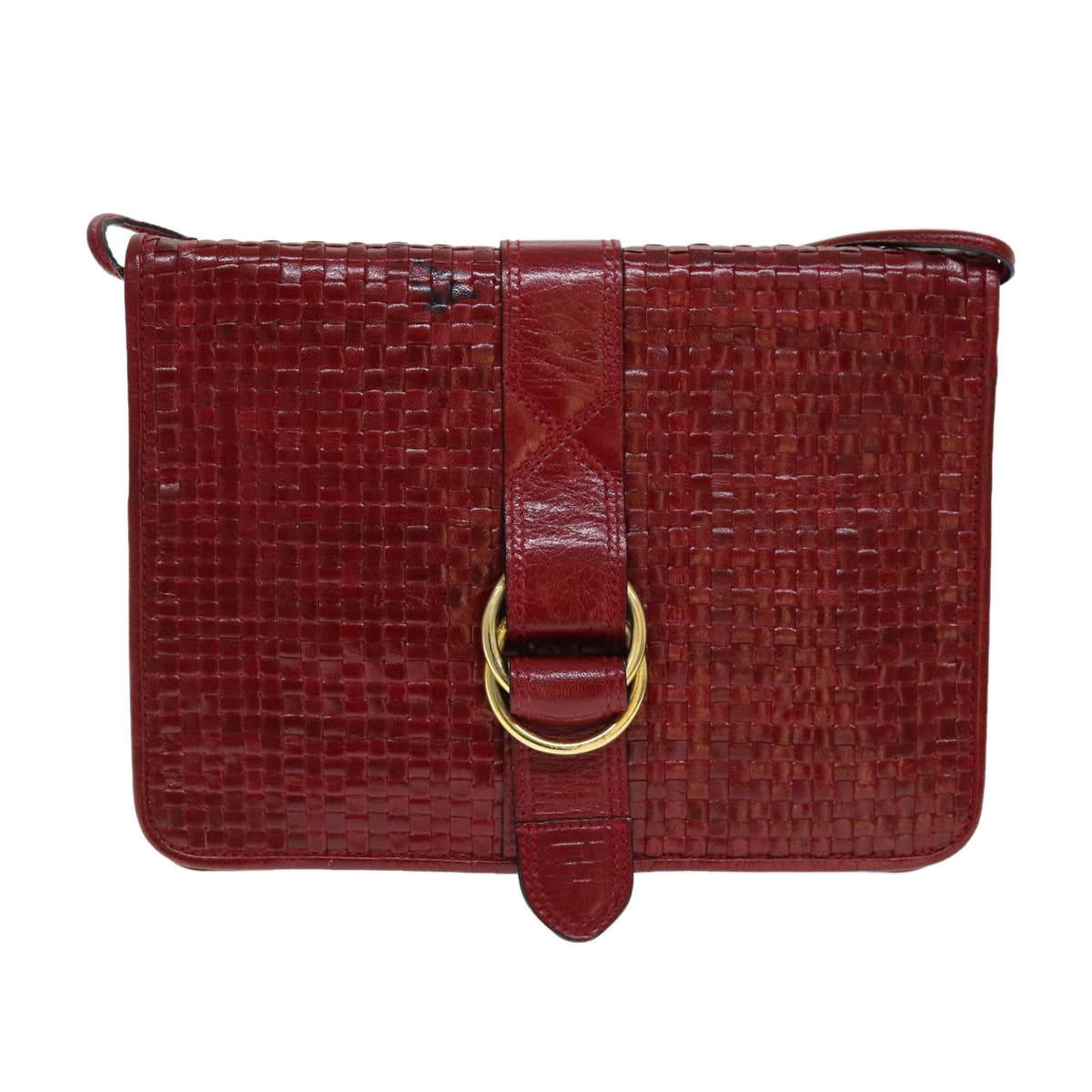 FENDI Shoulder Bag Leather Red 74127