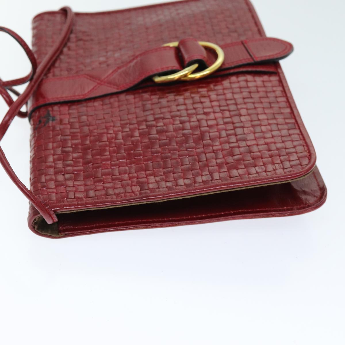 FENDI Shoulder Bag Leather Red 74127