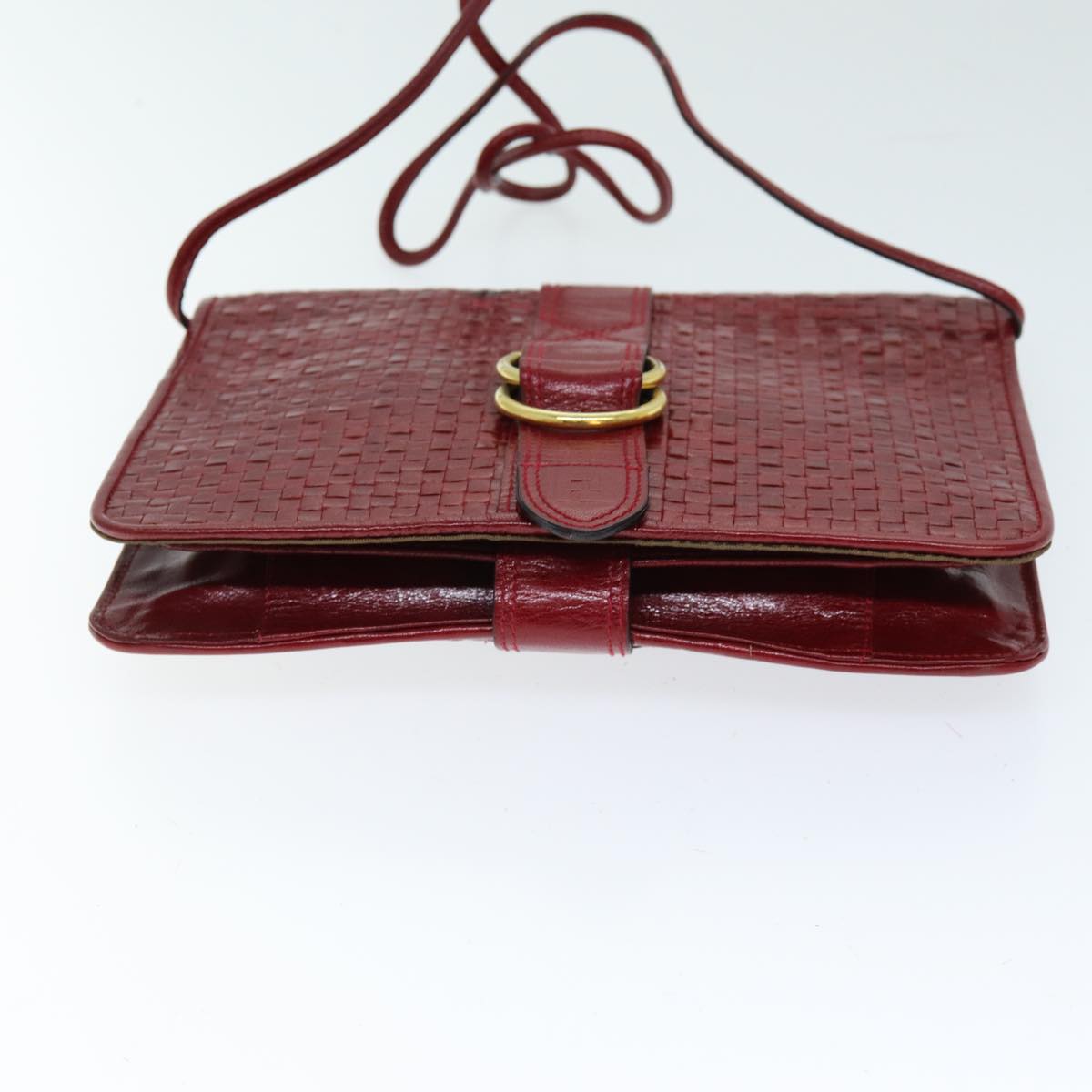 FENDI Shoulder Bag Leather Red 74127
