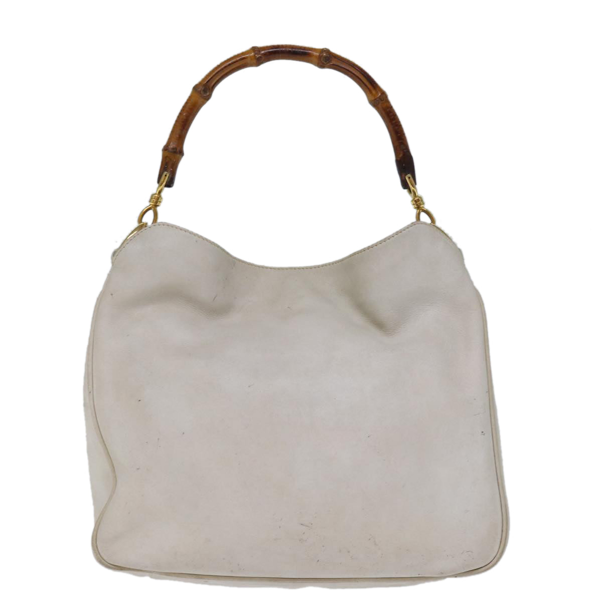 GUCCI Bamboo Shoulder Bag Leather 2way White 001 3444 1638 74231