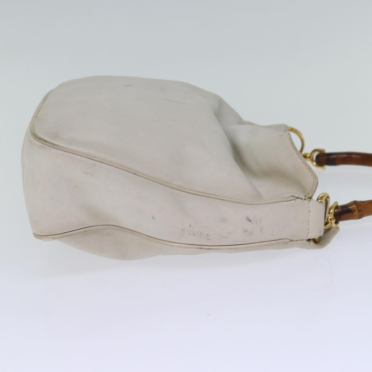 GUCCI Bamboo Shoulder Bag Leather 2way White 001 3444 1638 74231