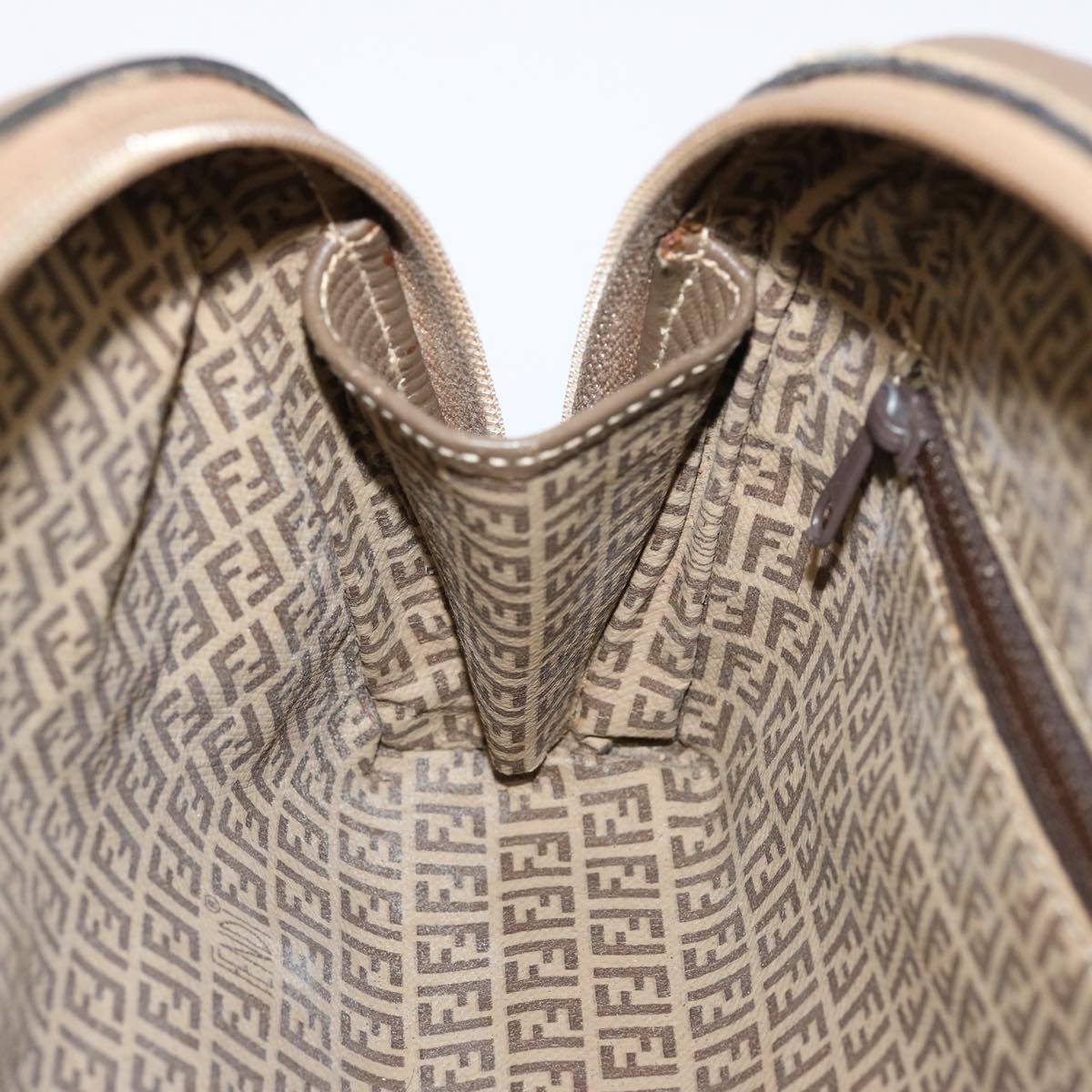 FENDI Zucchino Canvas Shoulder Bag Brown 74424