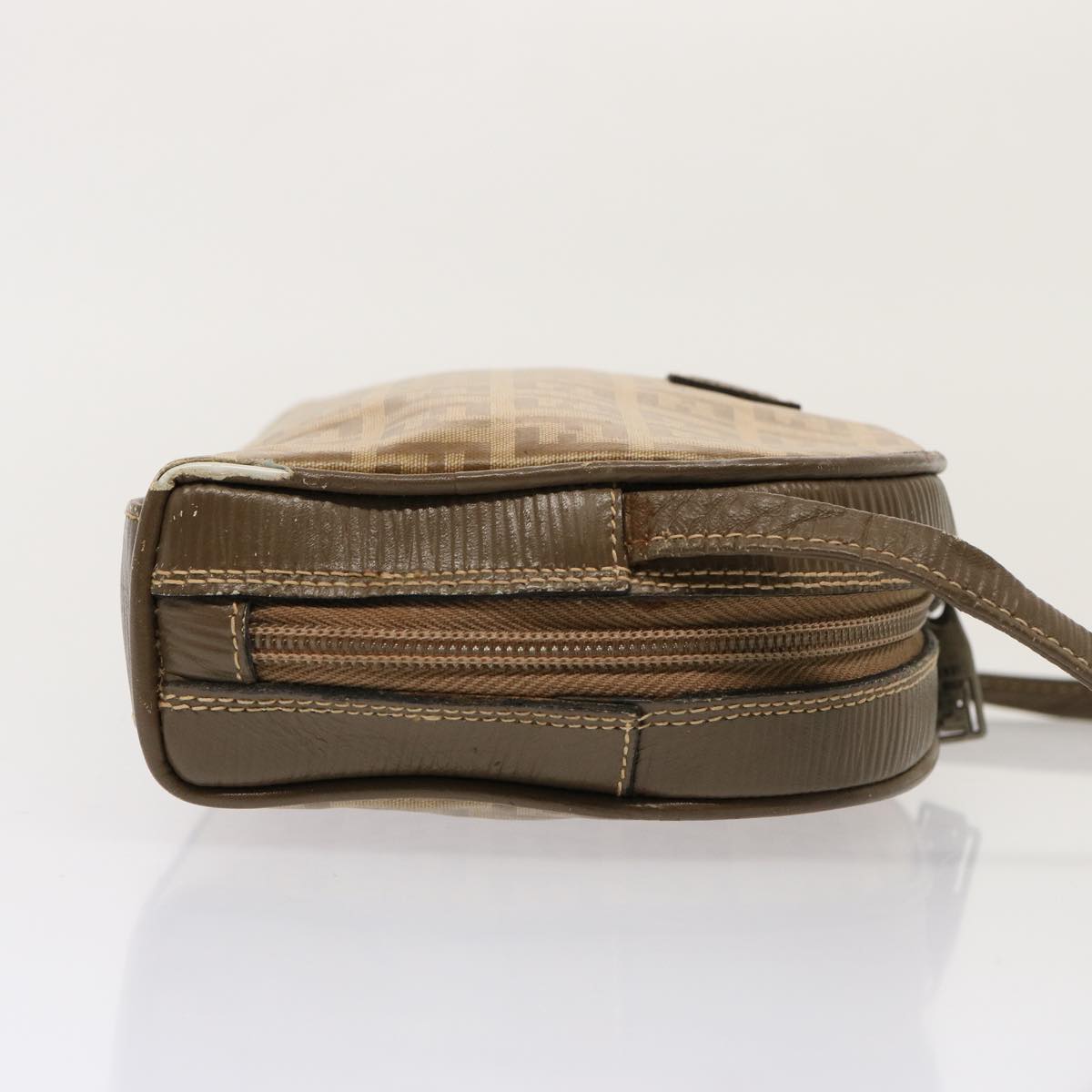 FENDI Zucchino Canvas Shoulder Bag Brown 74424