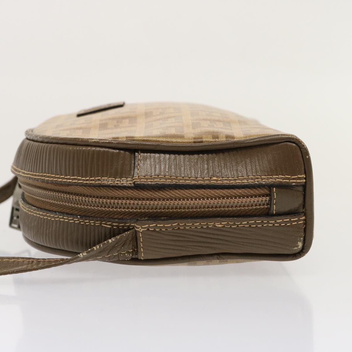 FENDI Zucchino Canvas Shoulder Bag Brown 74424