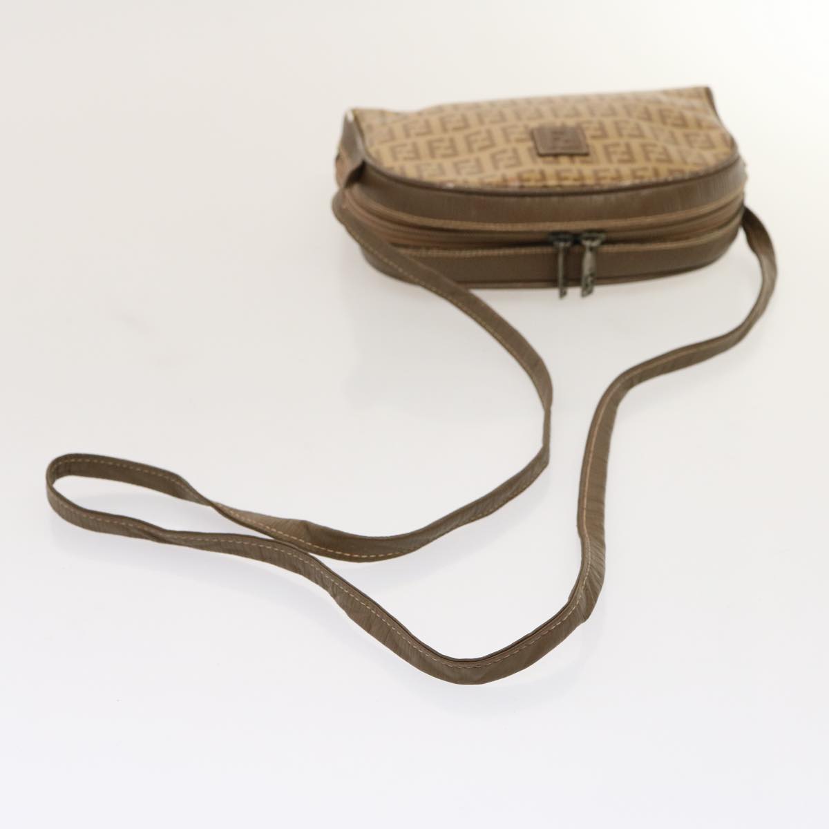 FENDI Zucchino Canvas Shoulder Bag Brown 74424