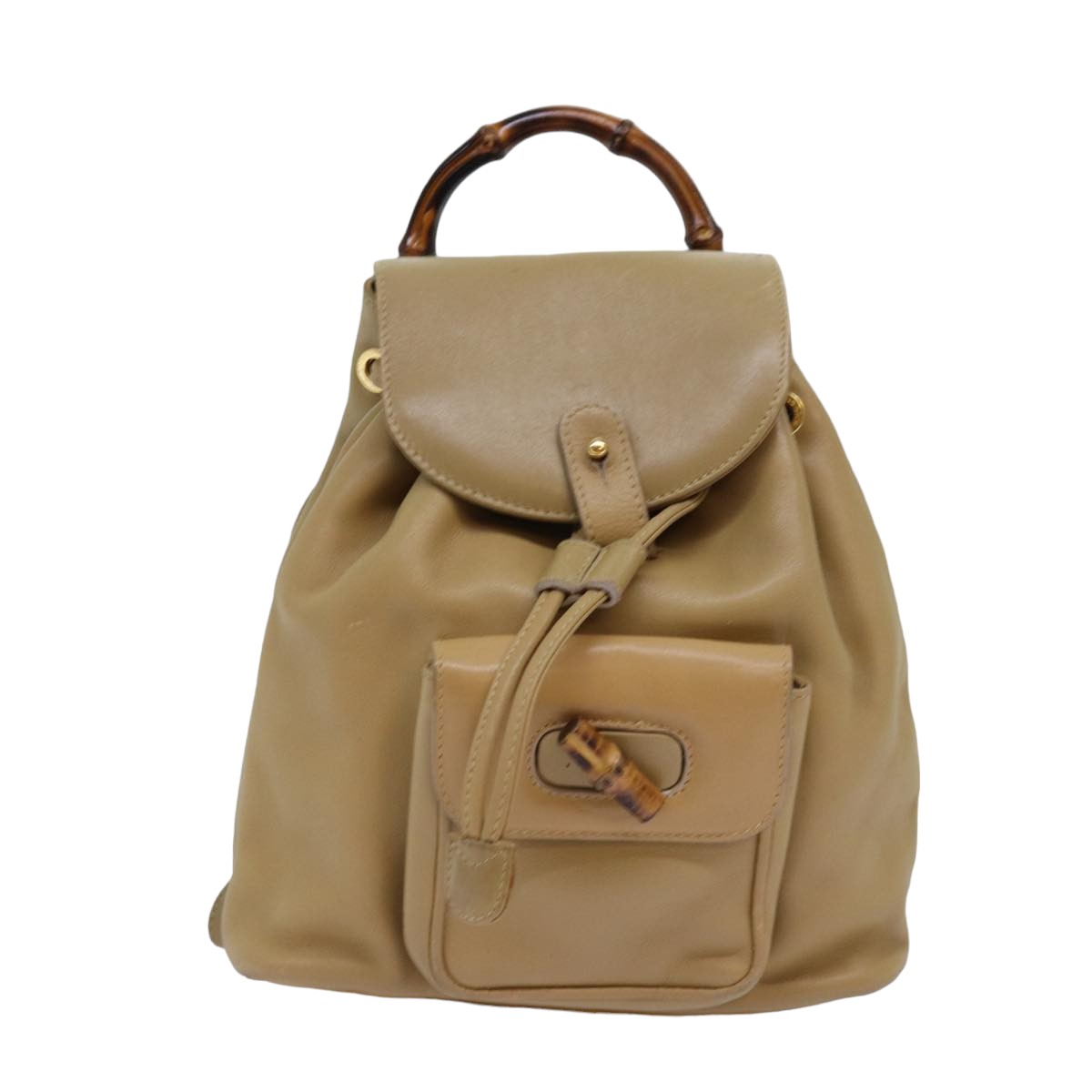 GUCCI Bamboo Backpack Leather Beige 003 2058 0030 74427