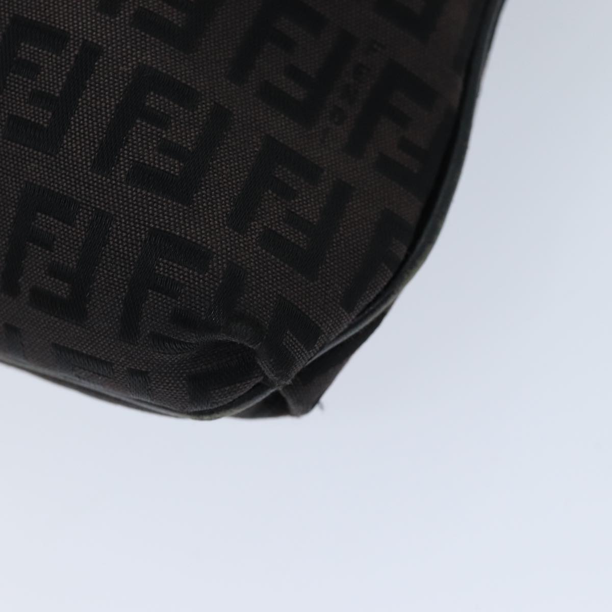 FENDI Zucchino Canvas Mamma Baguette Shoulder Bag Black 74484