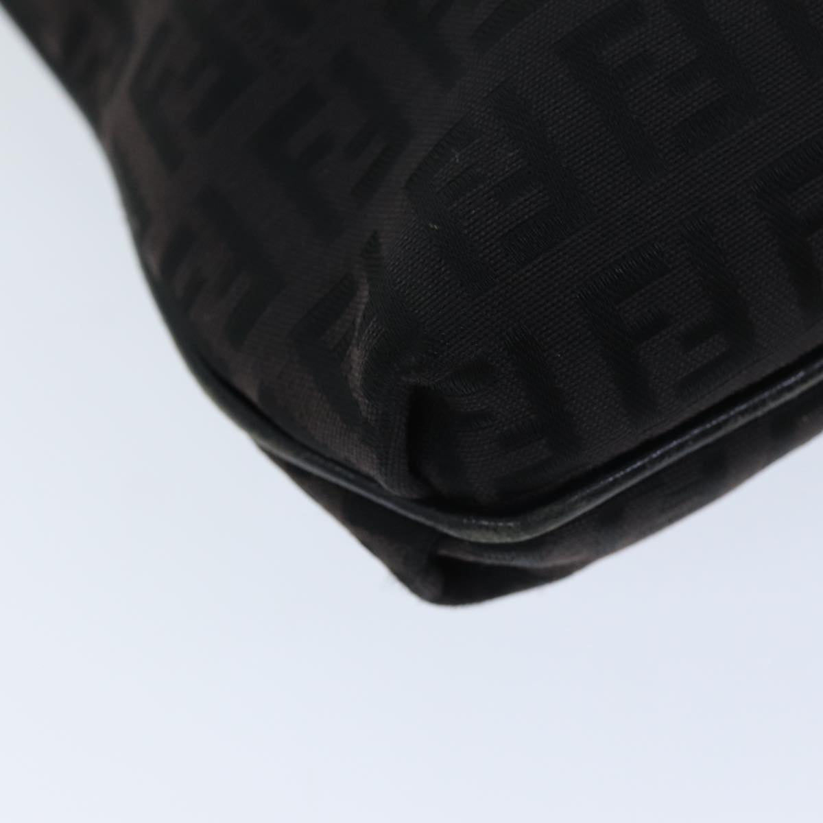 FENDI Zucchino Canvas Mamma Baguette Shoulder Bag Black 74484